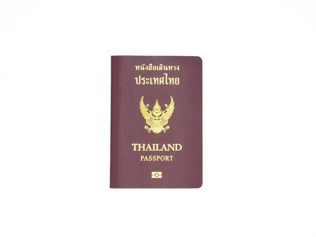 Thailand passport isolated on white backgroundの写真素材