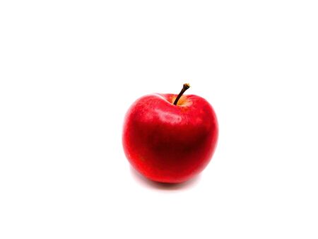 One red sweet ripe apple on white backgroundの写真素材