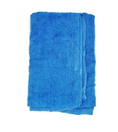 Blue towel on white backgroundの写真素材