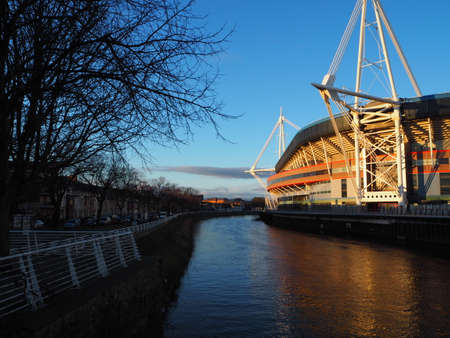 View from Bridge in Cardiff cityのeditorial素材
