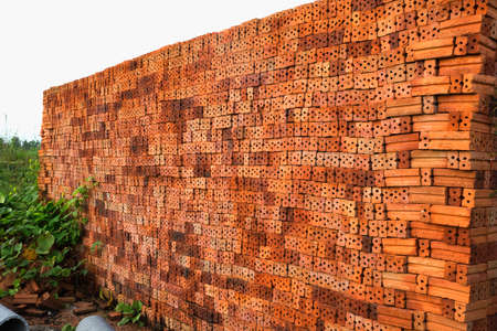 Red bricks for house constructionの写真素材