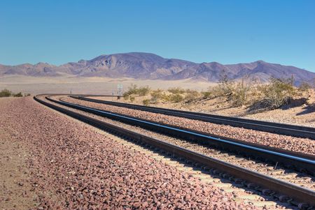 Railroad crossing Mojave Desertの写真素材