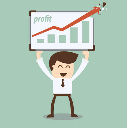 young businessman points to chart Success graphic のイラスト素材