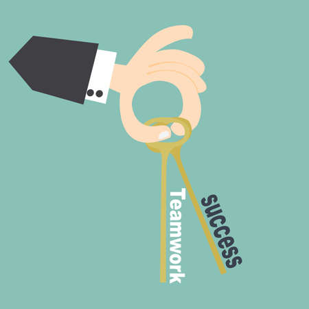 Hand business hold success and teamwork key ,Key business conceptのイラスト素材