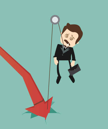 graph down with hanged businessmanのイラスト素材