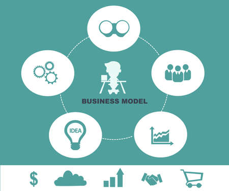Business model concept - Schematic info graphic with businessmanのイラスト素材