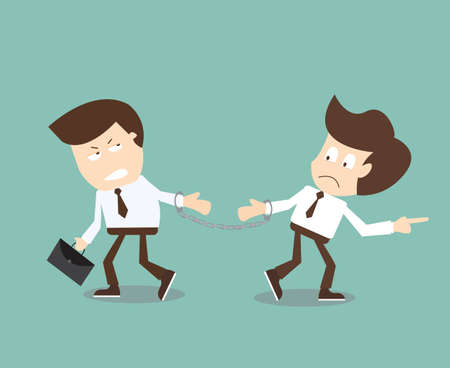 Thinking in different ways from business partner - Think different conceptのイラスト素材