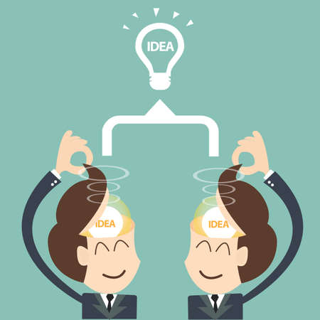 two businessmen brainstorming bulb - Brainstorm Teamwork conceptのイラスト素材