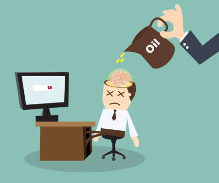 Businessman Fixing and maintain  in His Brainのイラスト素材