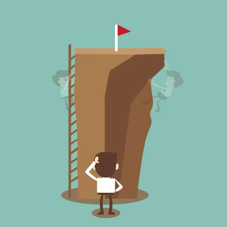 Concept of choices and shortcuts of a businessman のイラスト素材