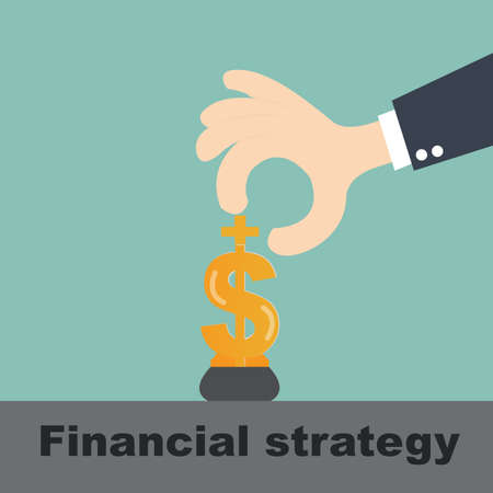 financial strategy concept -dollar bills on manipulated by businessman handのイラスト素材