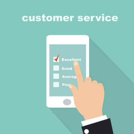 customer service survey form on screen mobile のイラスト素材