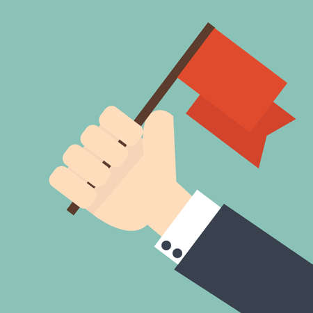 achievement concept - Businessman holding winner flagのイラスト素材