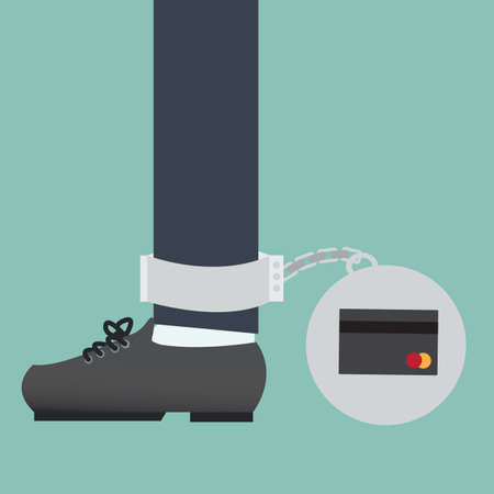 Business man burden with Credit card prisoner のイラスト素材