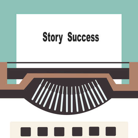 typewriter with share your story success text のイラスト素材