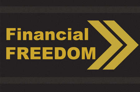 business concept - financial freedom written on the roadのイラスト素材