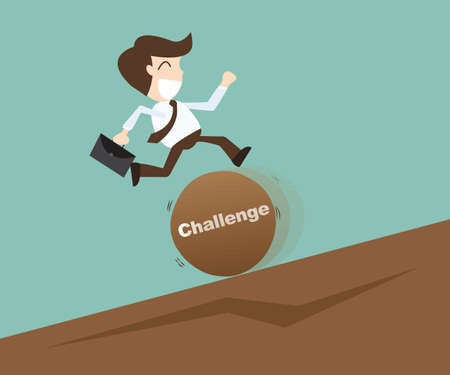 Business man jumping over challengeのイラスト素材