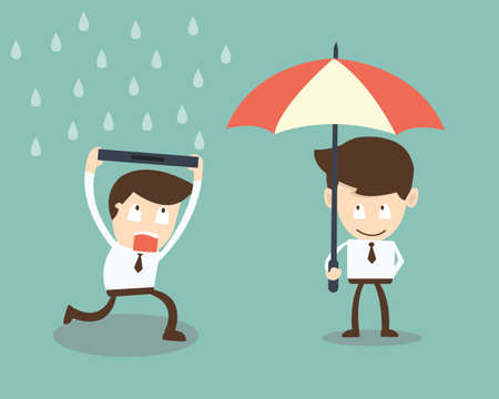 businessman with protection from rain economic crisisのイラスト素材