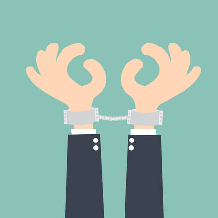 businessman handcuffed handsのイラスト素材