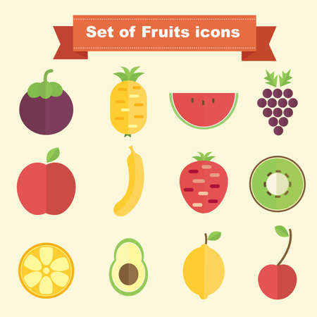Set of Fruits iconsのイラスト素材