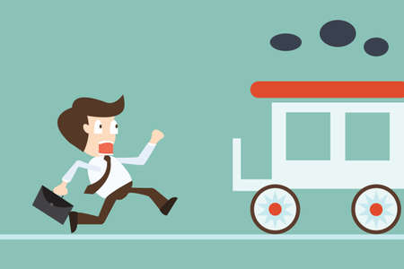 businessman missed the train - Miss the opportunityのイラスト素材