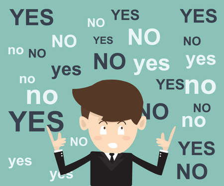 businessmen think  before the decision with yes or no choiceのイラスト素材