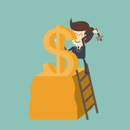 businessman carving dollar - make money conceptのイラスト素材