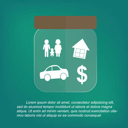 insurance in Glass jars - Life insurance conceptのイラスト素材