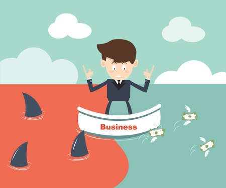 blue ocean and red ocean Business strategy conceptのイラスト素材