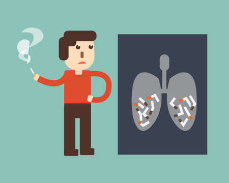 stop smoking  - X-ray of a human thorax with cigaretteのイラスト素材