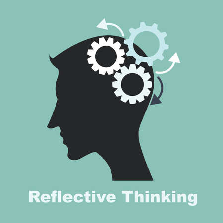 reflective thinking process with brain gears