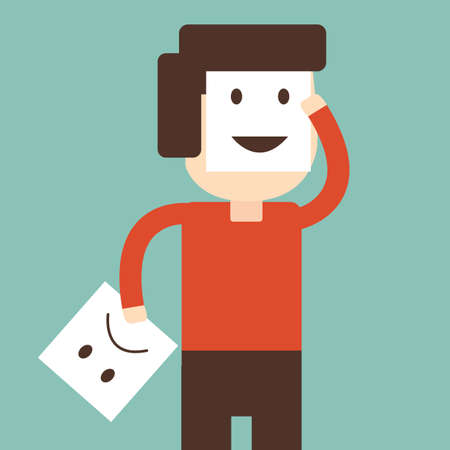 Man changing his mood from bad to goodのイラスト素材