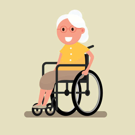Senior sitting in wheelchair Vector illustration.のイラスト素材