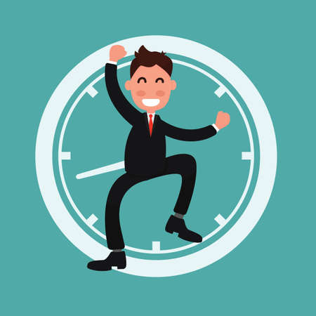 Time management concept. Businessman in the clockのイラスト素材