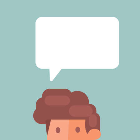 Thinking man with thinking bubbleのイラスト素材