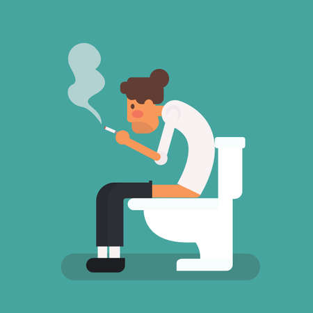 Man smoking in the toiletのイラスト素材