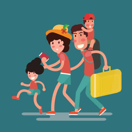Happy family traveling illustration.のイラスト素材