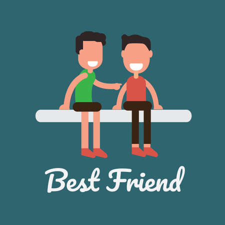 Concept of best friends, two best friend in cartoon illustration.のイラスト素材