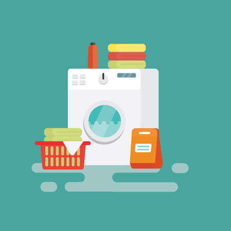 Washing machine Flat Design vector illustrationのイラスト素材