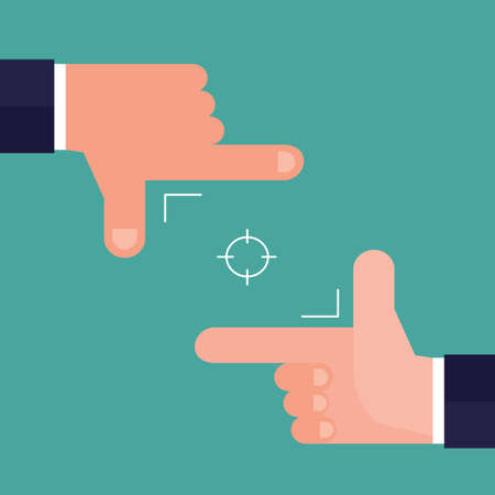 Focus concept. Fingers or hand frame design elementのイラスト素材