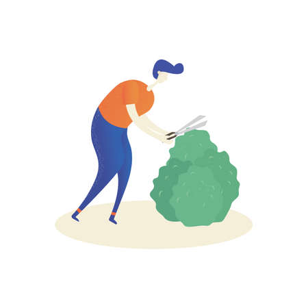 Gardener Trimming Plantsのイラスト素材