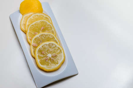 lemons on a plateの写真素材