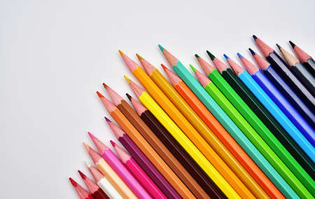 Set of Realistic Colorful Colored Pencilsの写真素材