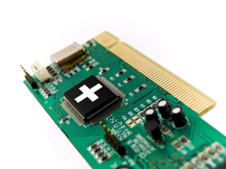 PC Help Circuit Board PCI on White Backgroundの写真素材