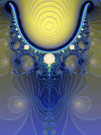 Glowing Blue and Yellow Fractal Design with Lighting Effectsの写真素材