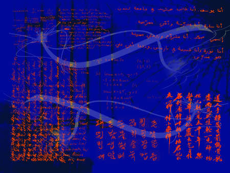 Various Handwriting Samples in Red on Blue with Cracks and 3d Featuresの写真素材