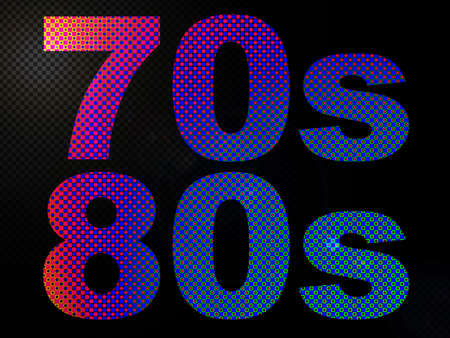 70s 80s Decade Sign Glowing LED Lightsの写真素材