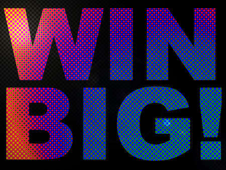 WIN BIG Prize or Competition Sign Lit With LED Lights Pink and Blueの写真素材