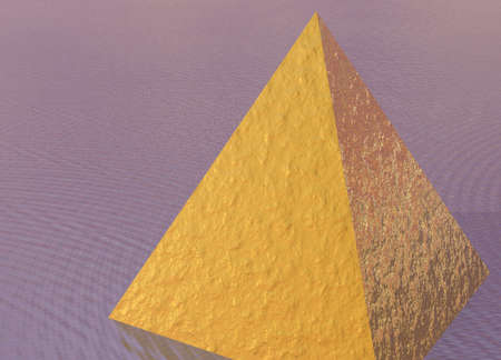 Golden Pyramid on Pink Purple Ocean Sceneの写真素材