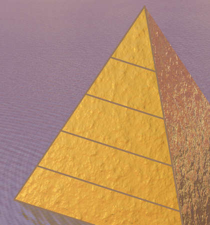 Golden Pyramid on Pink Purple Ocean Sceneの写真素材